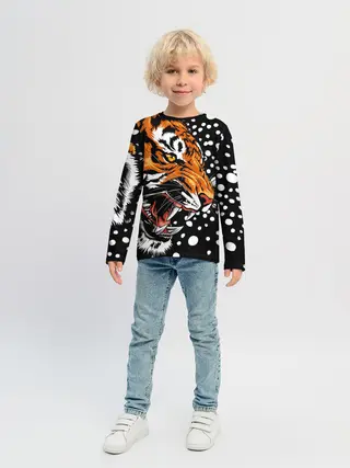 Детский лонгслив / Амурский тигр и снегопад