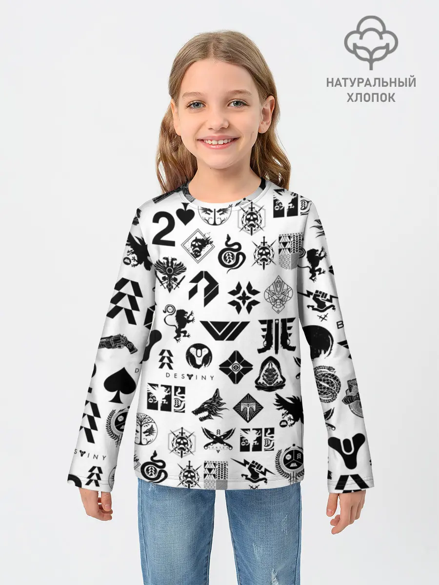 Детский лонгслив / DESTINY 2 LOGO PATTERN / ДЕСТИНИ