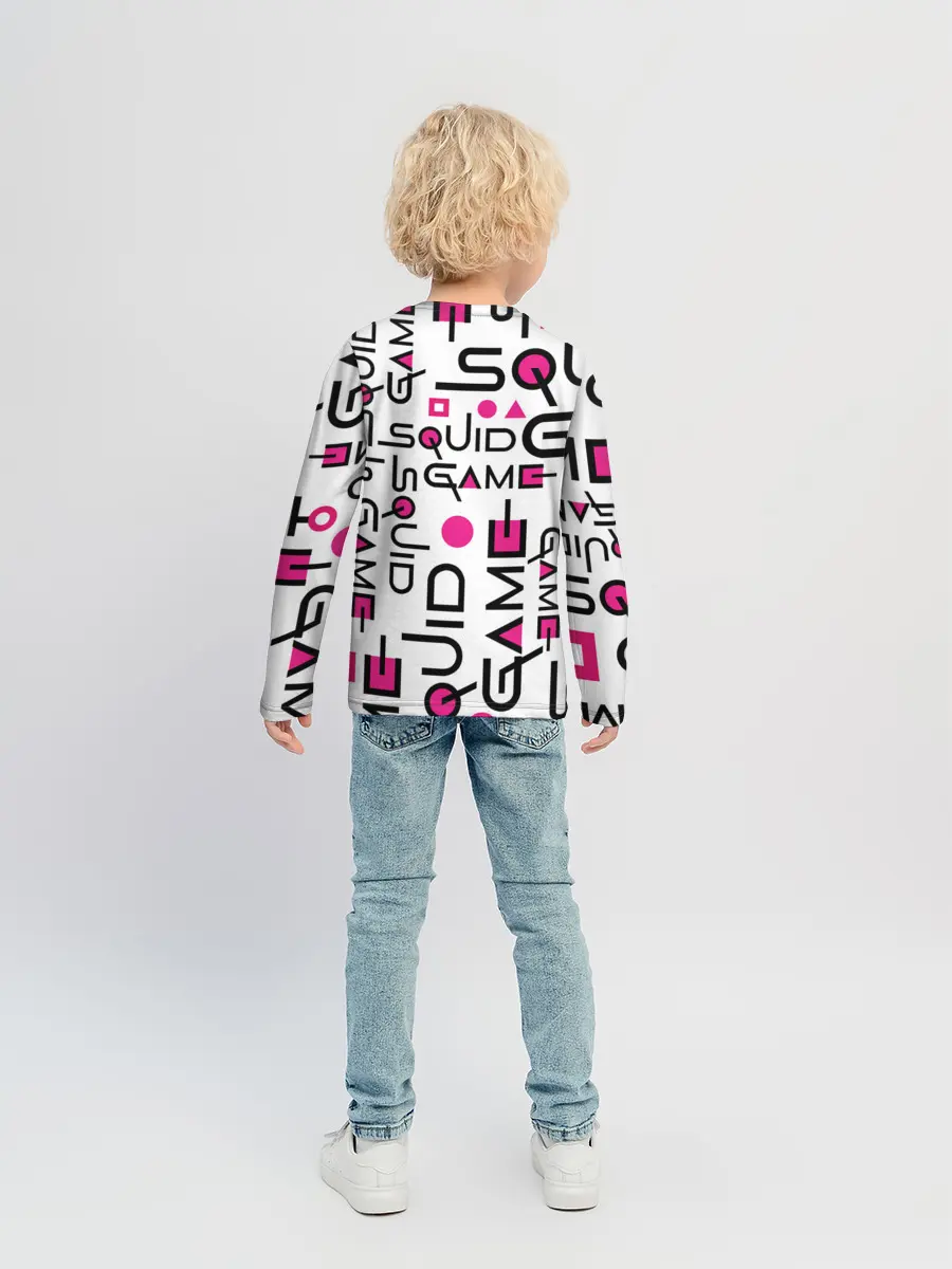 Детский лонгслив / ИГРА В КАЛЬМАРА УЗОР И ПАТТЕРН ЛОГО