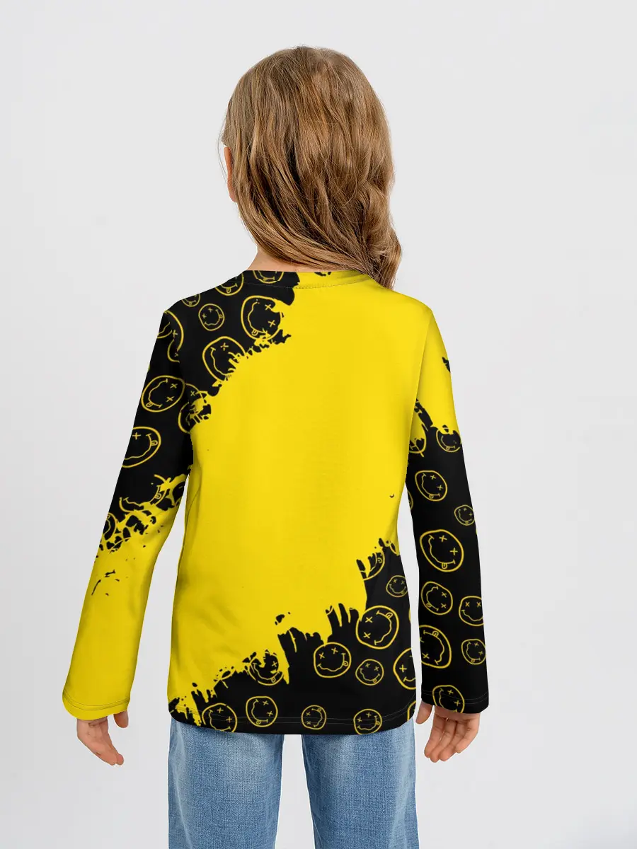 Детский лонгслив / Nirvana Smile | Нирвана Рваный Паттерн