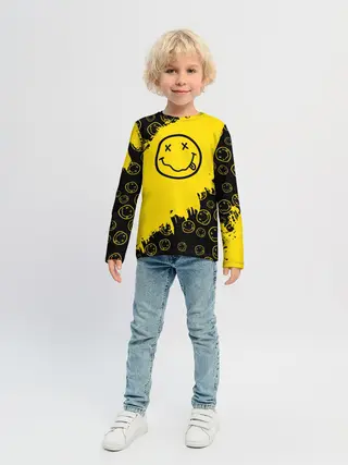 Детский лонгслив / Nirvana Smile | Нирвана Рваный Паттерн