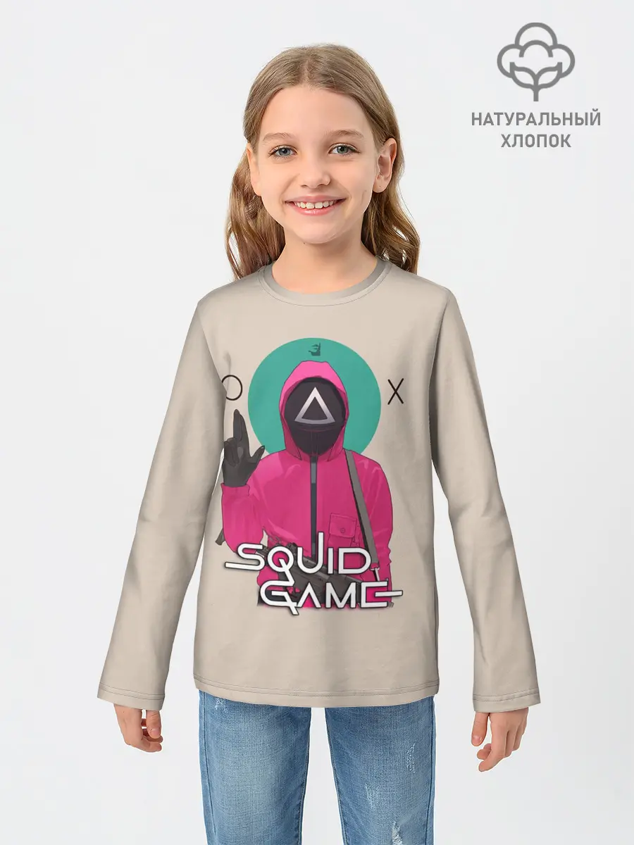 Детский лонгслив / Squid game - Игра в кальмара треугольник