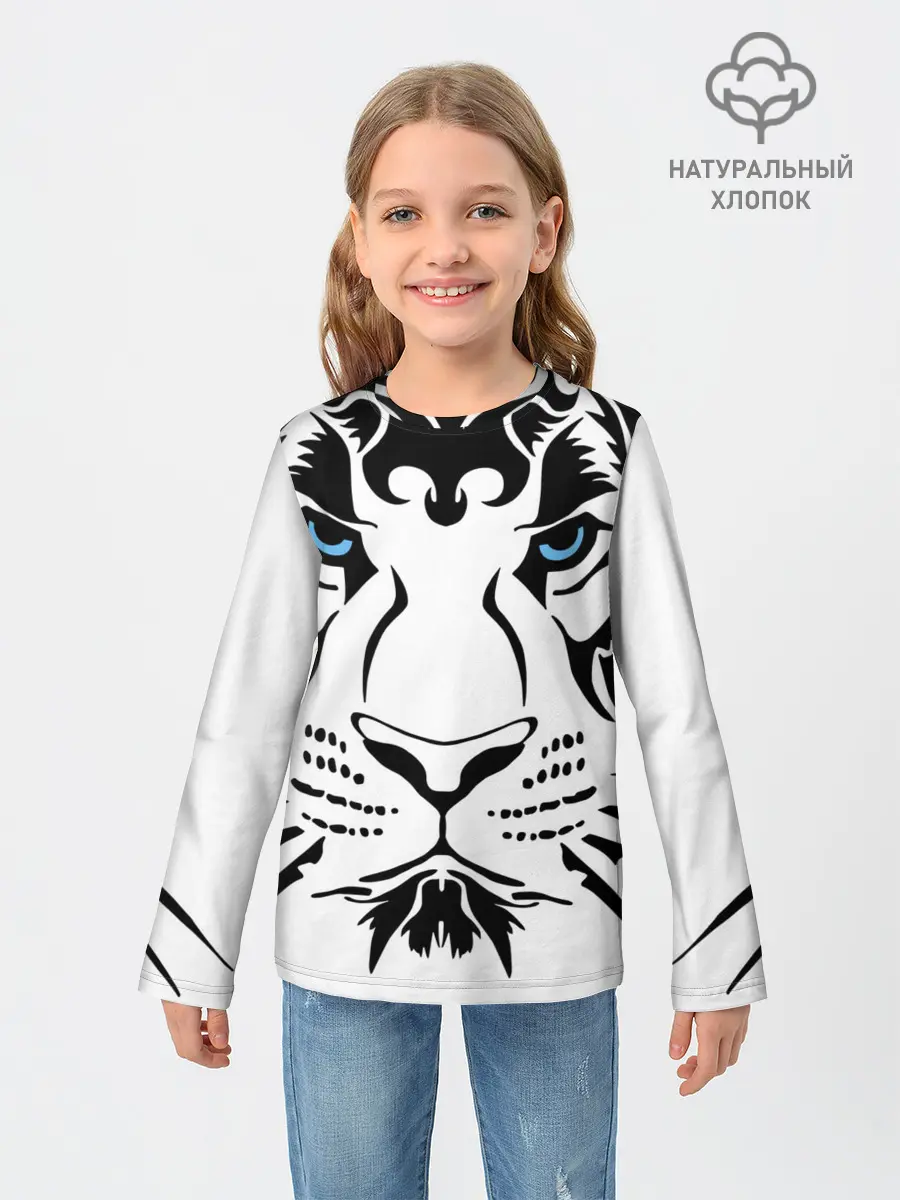 Детский лонгслив / Водяной голубоглазый тигр