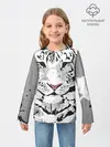 Детский лонгслив / Белый снежный тигр