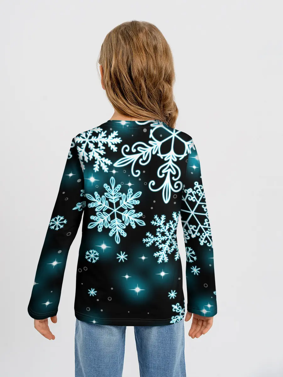 Детский лонгслив / Космические снежинки