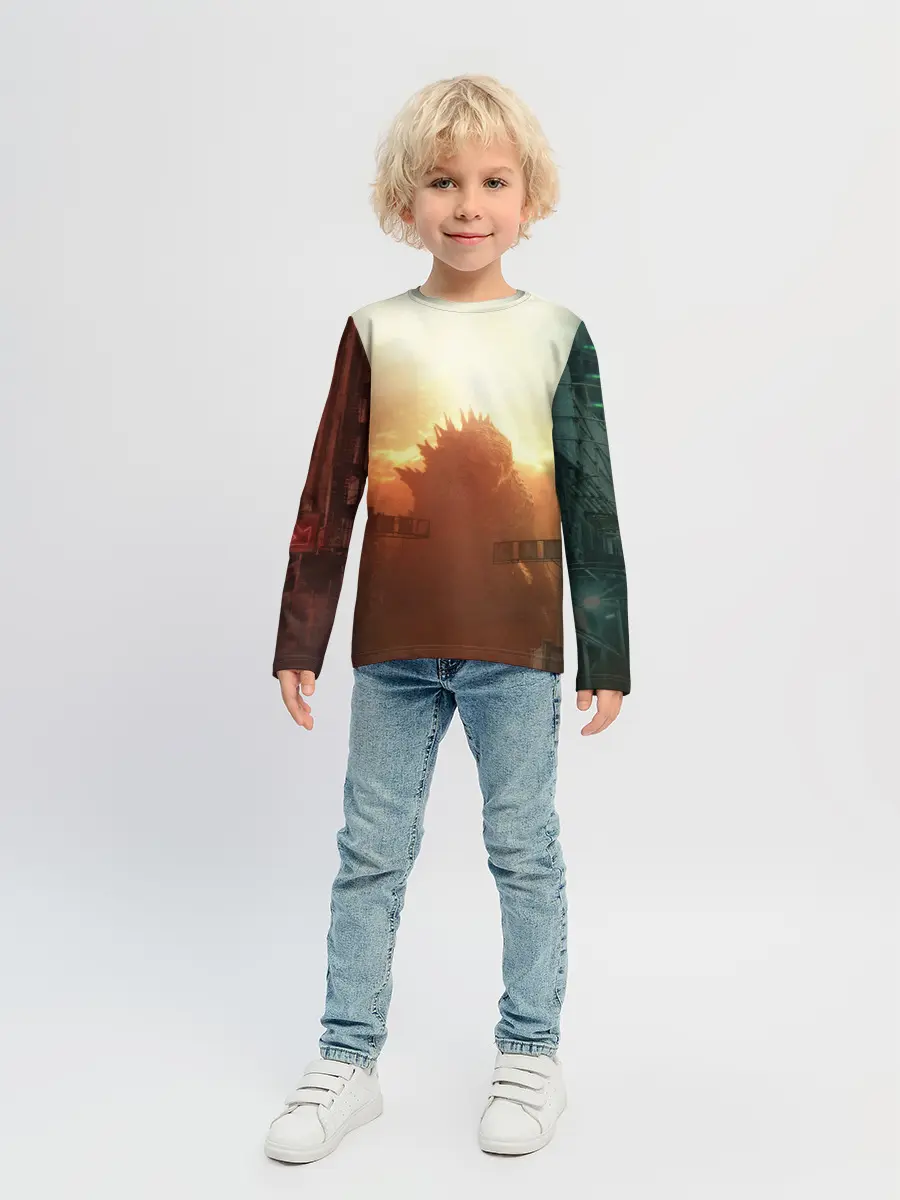 Детский лонгслив / ГОДЗИЛЛА РАЗРУШАЕТ ГОРОД