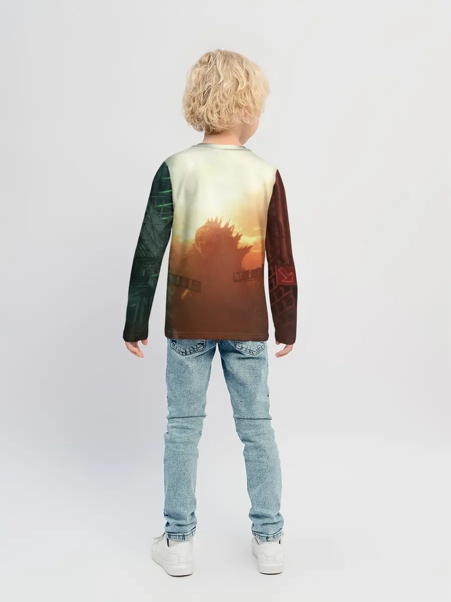 Детский лонгслив / ГОДЗИЛЛА РАЗРУШАЕТ ГОРОД