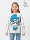 Детский лонгслив / Белый тигр в синей шляпе