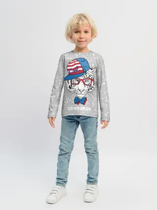 Детский лонгслив / Крутой белый тигр
