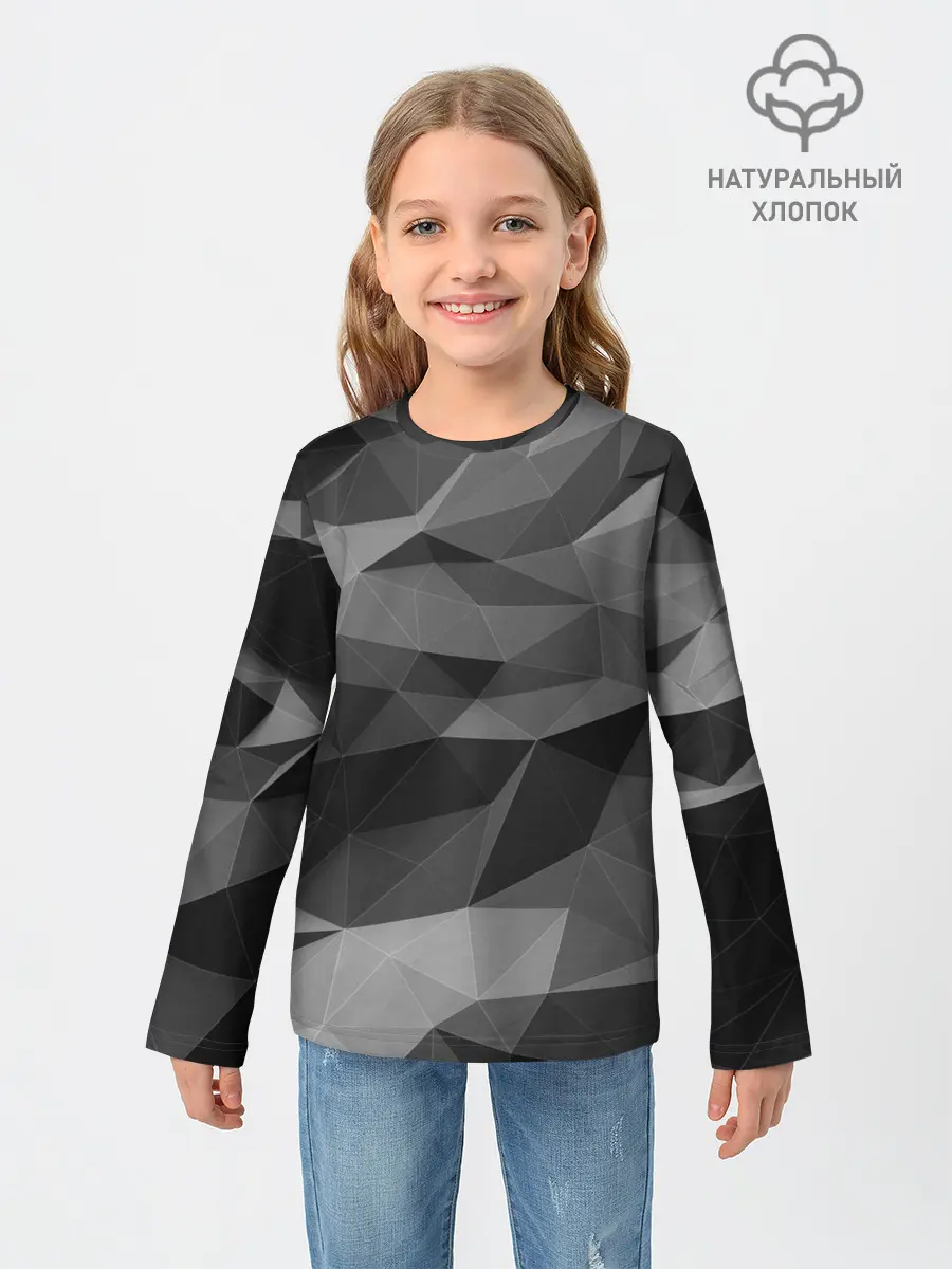 Детский лонгслив / gray abstraction серая абстракция
