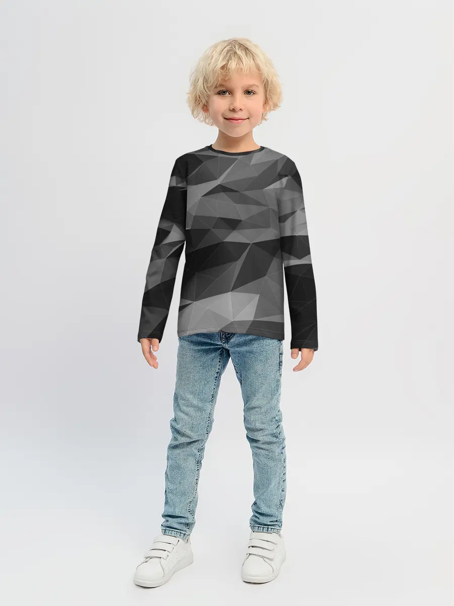 Детский лонгслив / gray abstraction серая абстракция