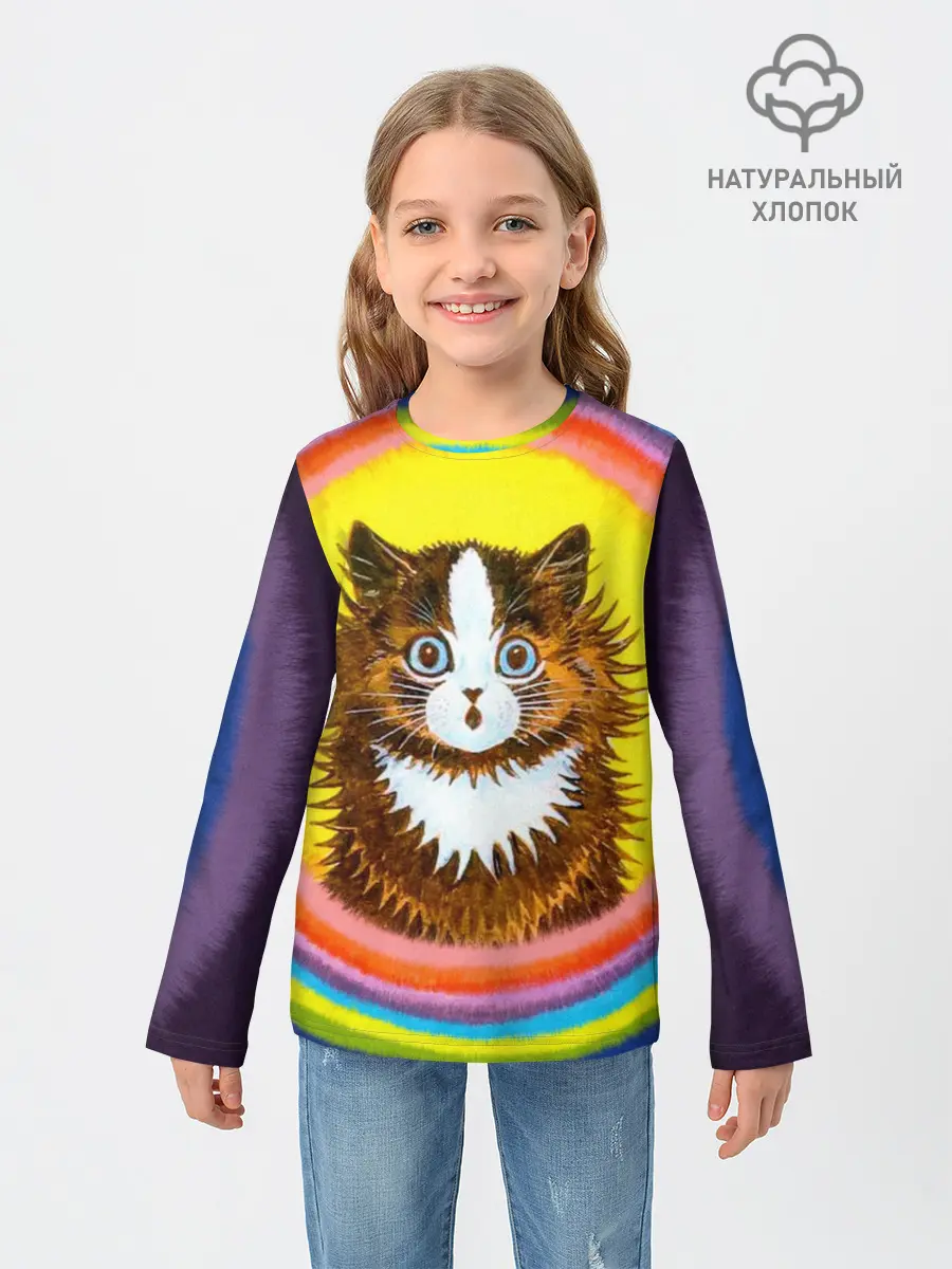 Детский лонгслив / Радужный кот Луиса Уэйна