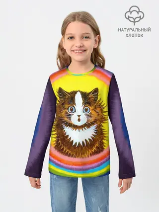 Детский лонгслив / Радужный кот Луиса Уэйна
