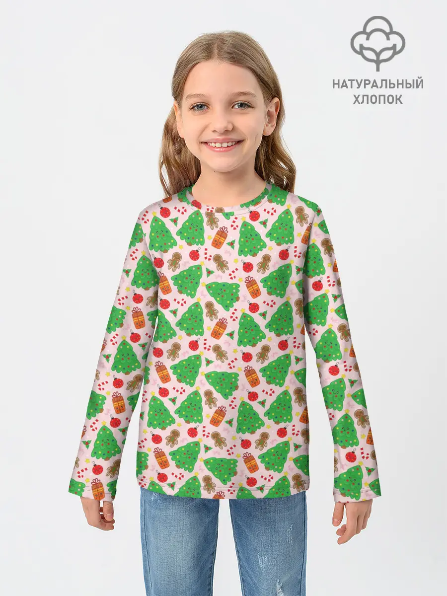Детский лонгслив / Новогодние ёлки и подарки