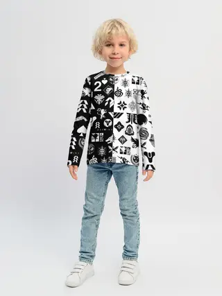 Детский лонгслив / DESTINY LOGOBOMBING ЧЁРНО БЕЛОЕ