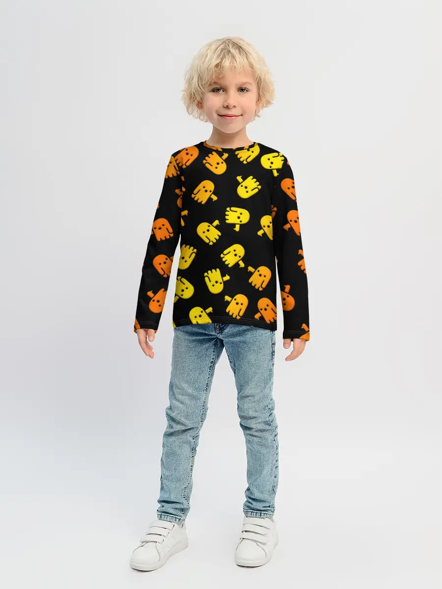 Детский лонгслив / BOO! ПРИЗРАК, ПРИВЕДЕНИЕ ХЕЛЛОУИН ОРАНЖЕВЫЙ