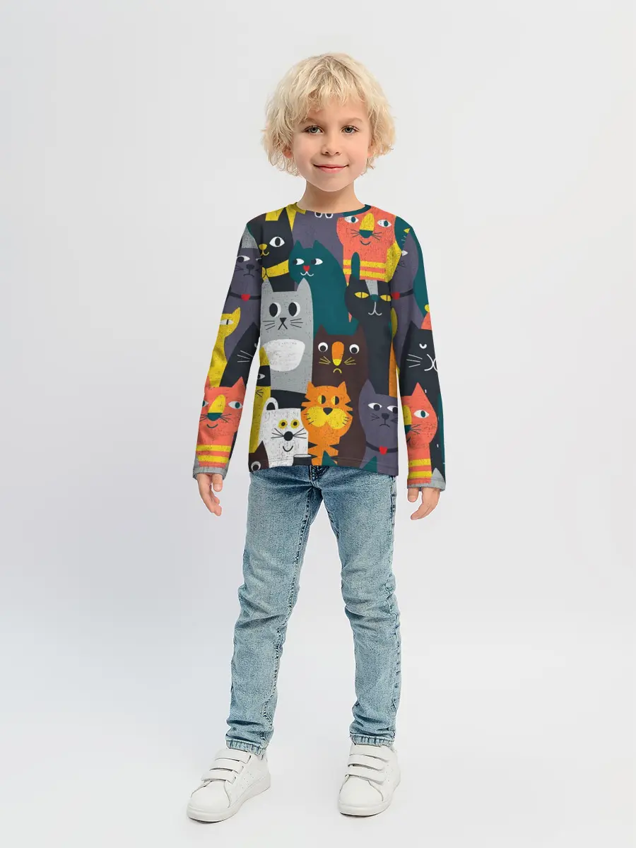 Детский лонгслив / крутые коты