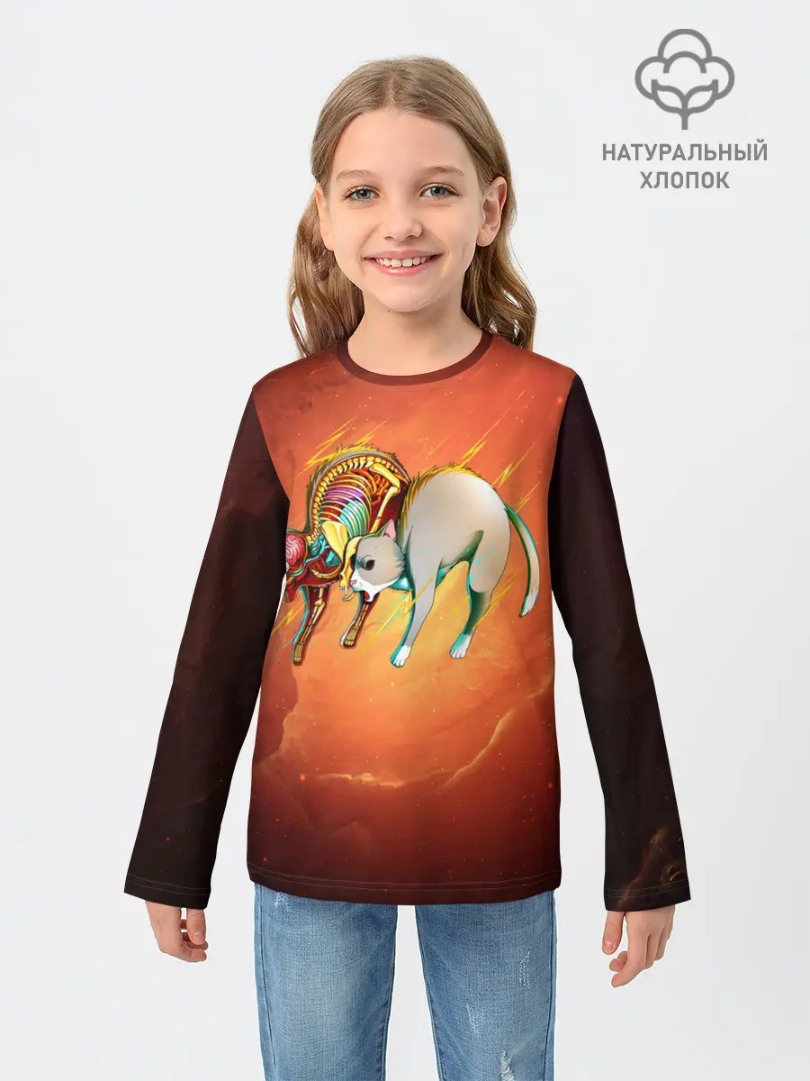 Детский лонгслив / Cat 50/50