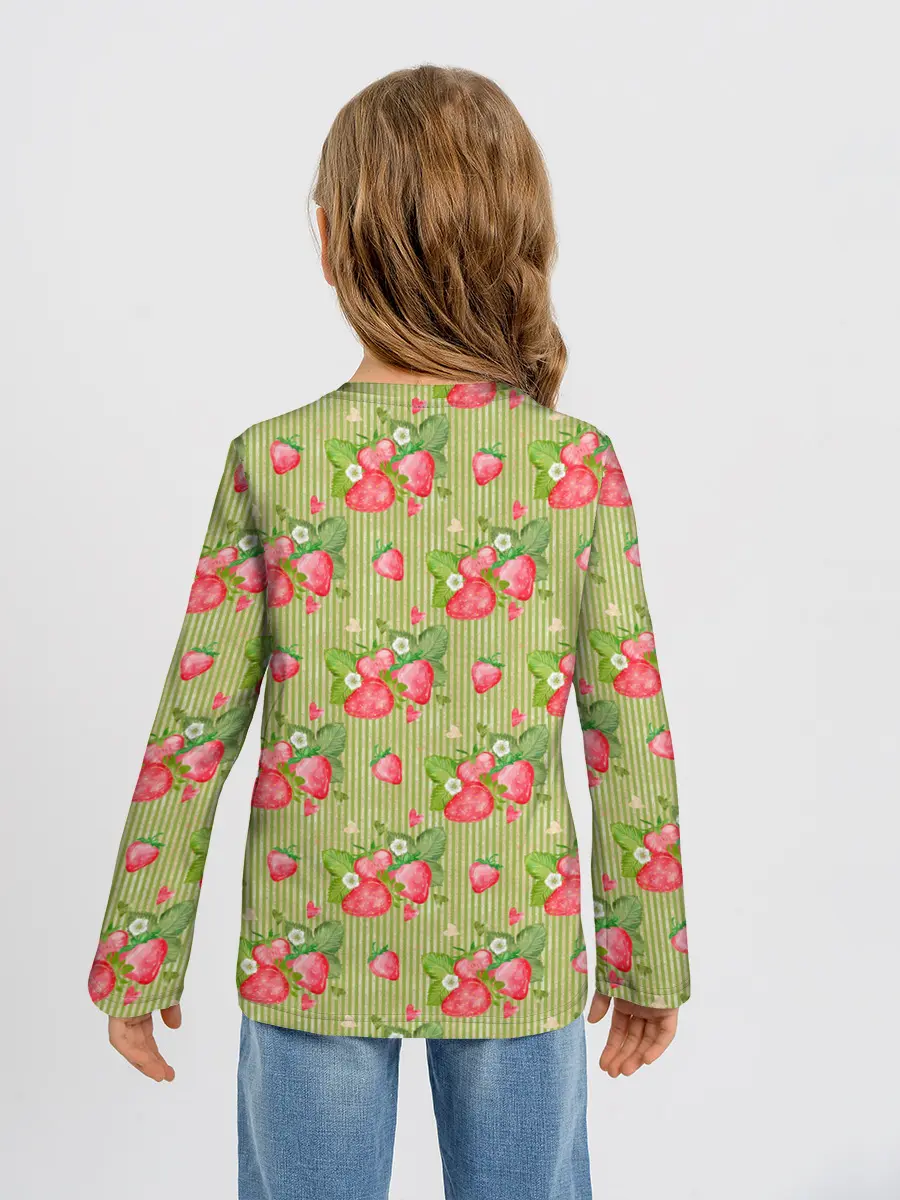 Детский лонгслив / Клубничка паттерн