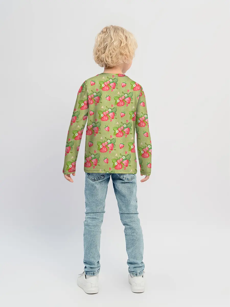 Детский лонгслив / Клубничка паттерн