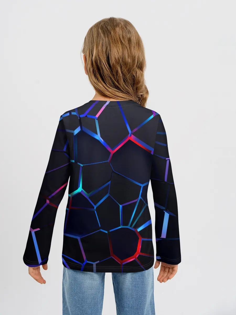 Детский лонгслив / Неоновые 3D плиты | Неоновые плиты