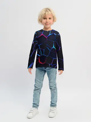 Детский лонгслив / Неоновые 3D плиты | Неоновые плиты