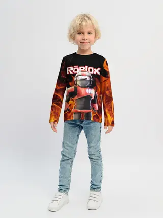 Детский лонгслив / ROBLOX FIRE | РОБЛОКС ОГОНЬ | ПОЖАРНЫЙ
