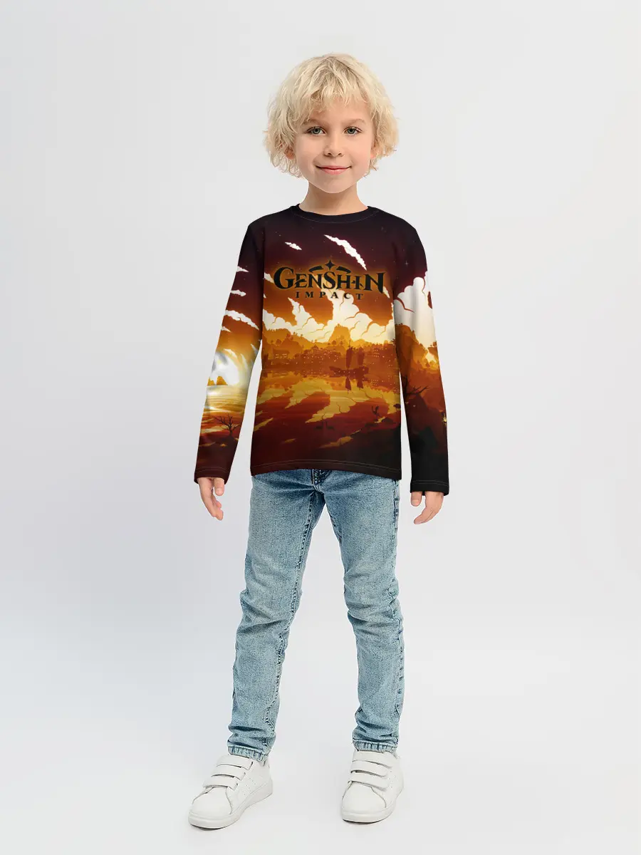 Детский лонгслив / Genshin Impact - Закат над Ли Юэ
