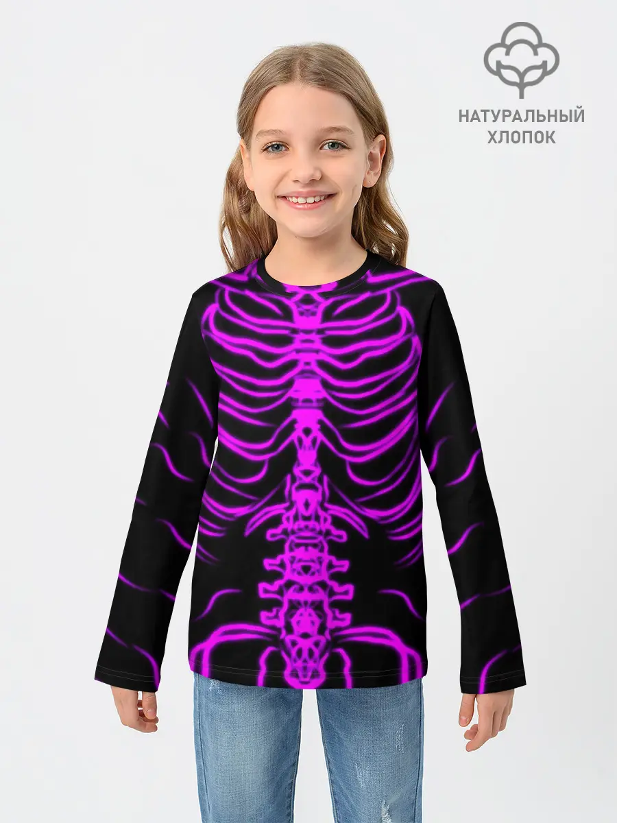 Детский лонгслив / Розовые кости