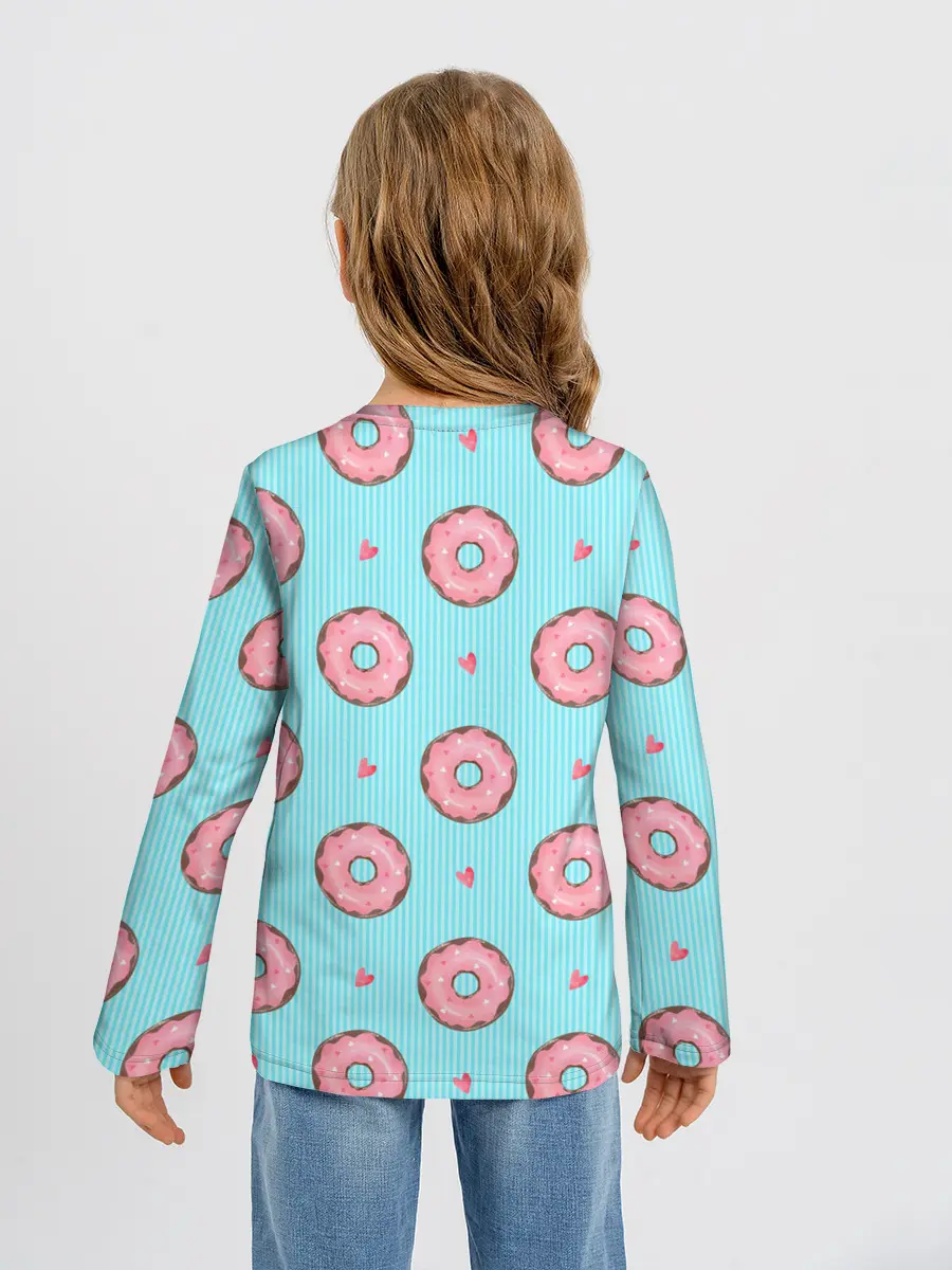 Детский лонгслив / Розовые пончики