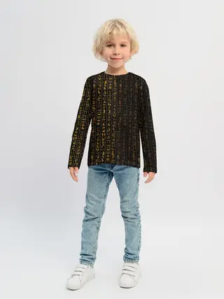 Детский лонгслив / ЕГИПЕТСКИЕ ИЕРОГЛИФЫ ЗОЛОТОМ