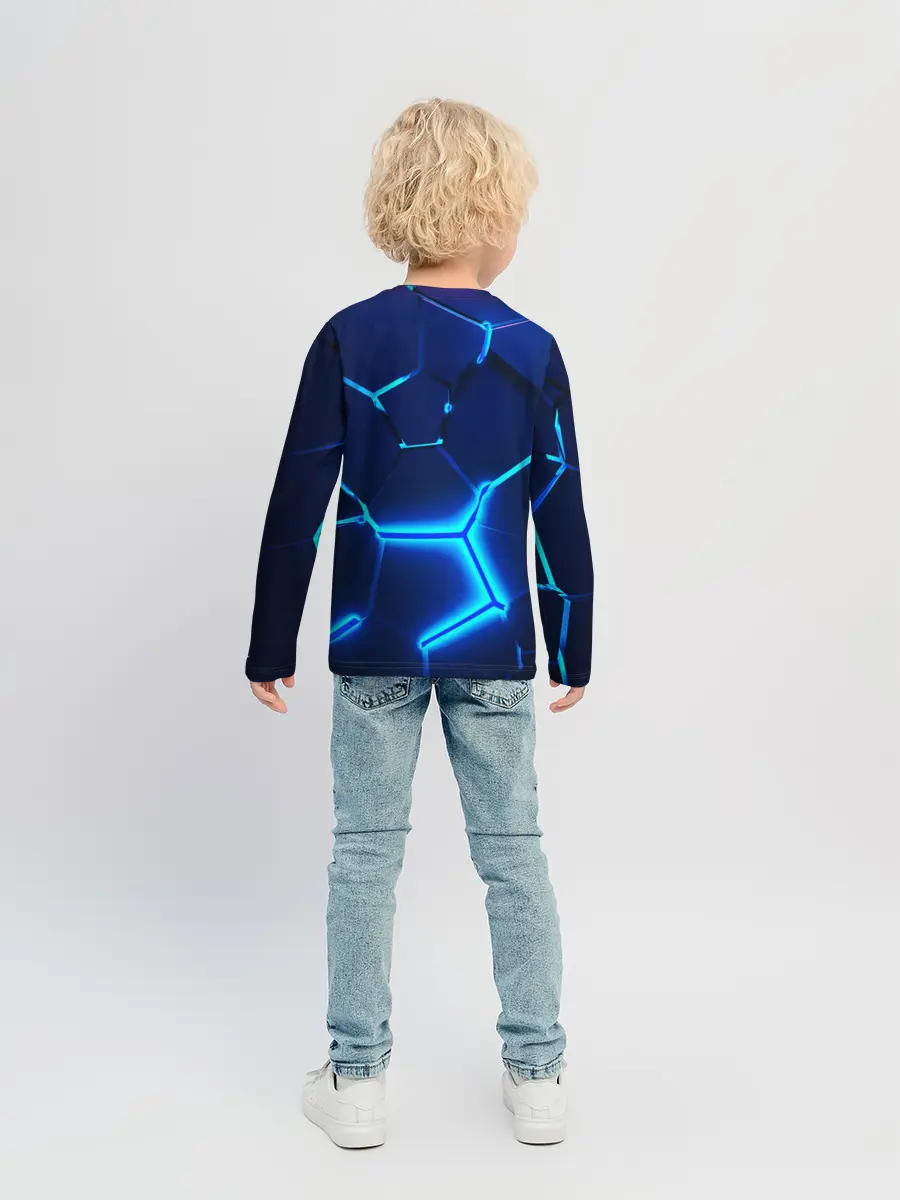 Детский лонгслив / 3D ПЛИТЫ | NEON STEEL | НЕОНОВЫЕ ПЛИТЫ