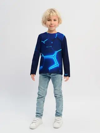 Детский лонгслив / 3D ПЛИТЫ | NEON STEEL | НЕОНОВЫЕ ПЛИТЫ