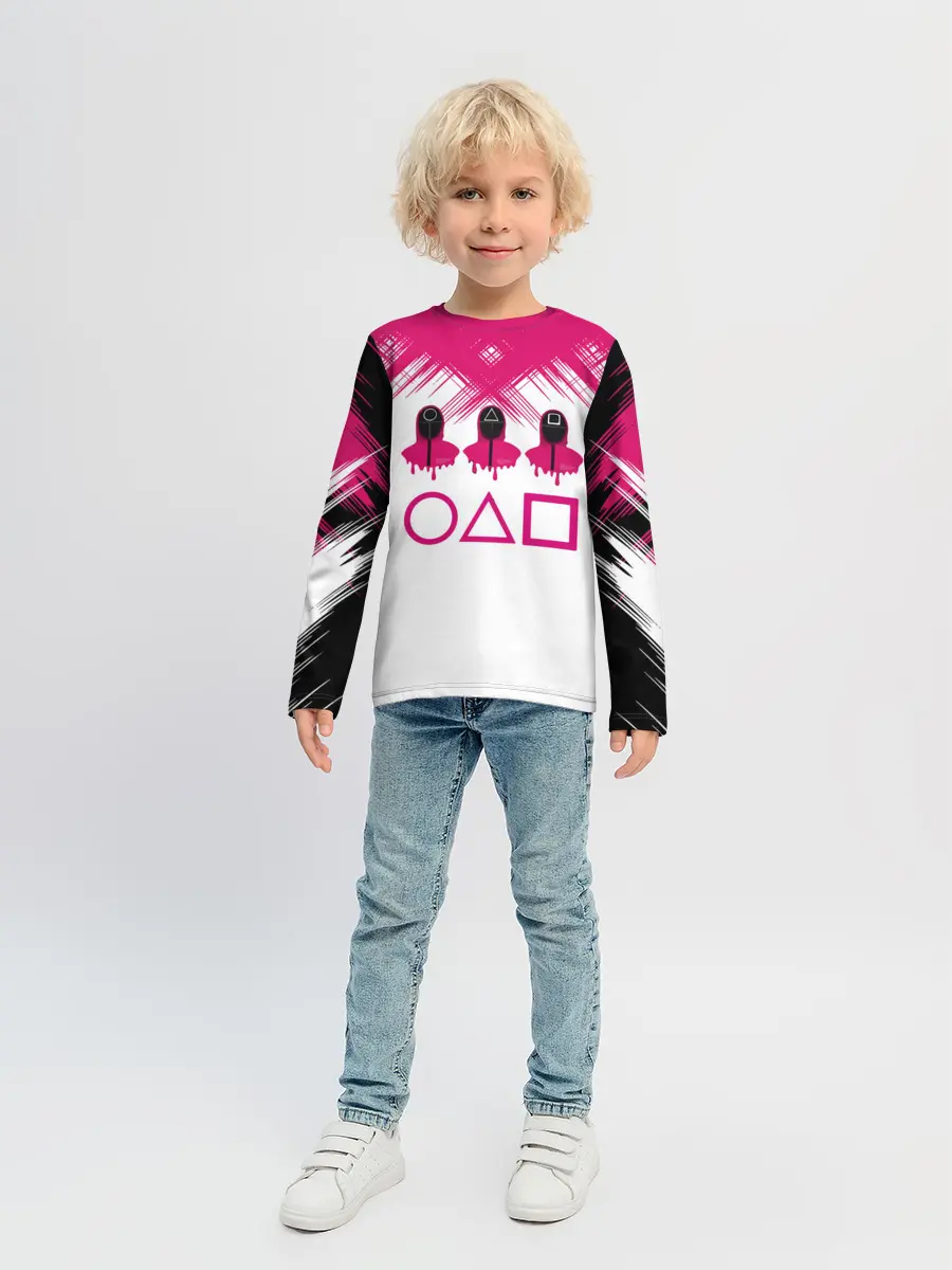 Детский лонгслив / Игра в кальмара | геометрические фигуры,