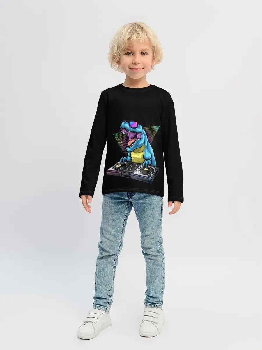 Детский лонгслив / Динозавр ди-джей