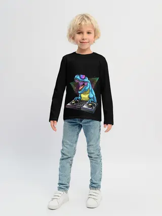 Детский лонгслив / Динозавр ди-джей