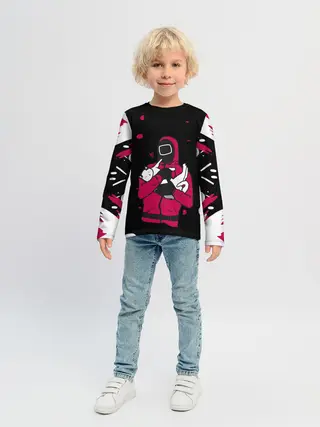 Детский лонгслив / Игра в кальмара x Кот,