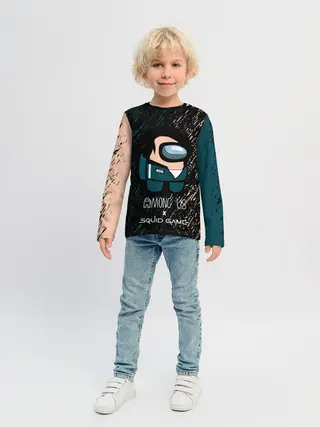 Детский лонгслив / Among us в Игре в кальмара