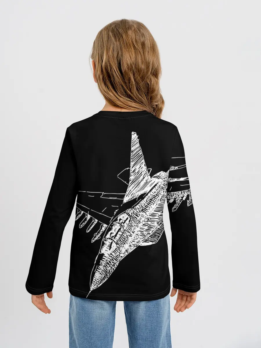 Детский лонгслив / Истребитель штрихом ВВС России