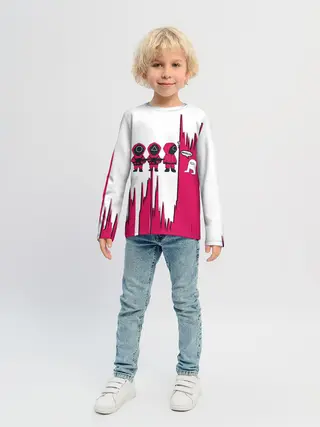 Детский лонгслив / Squid Game | among us / Люди в масках,