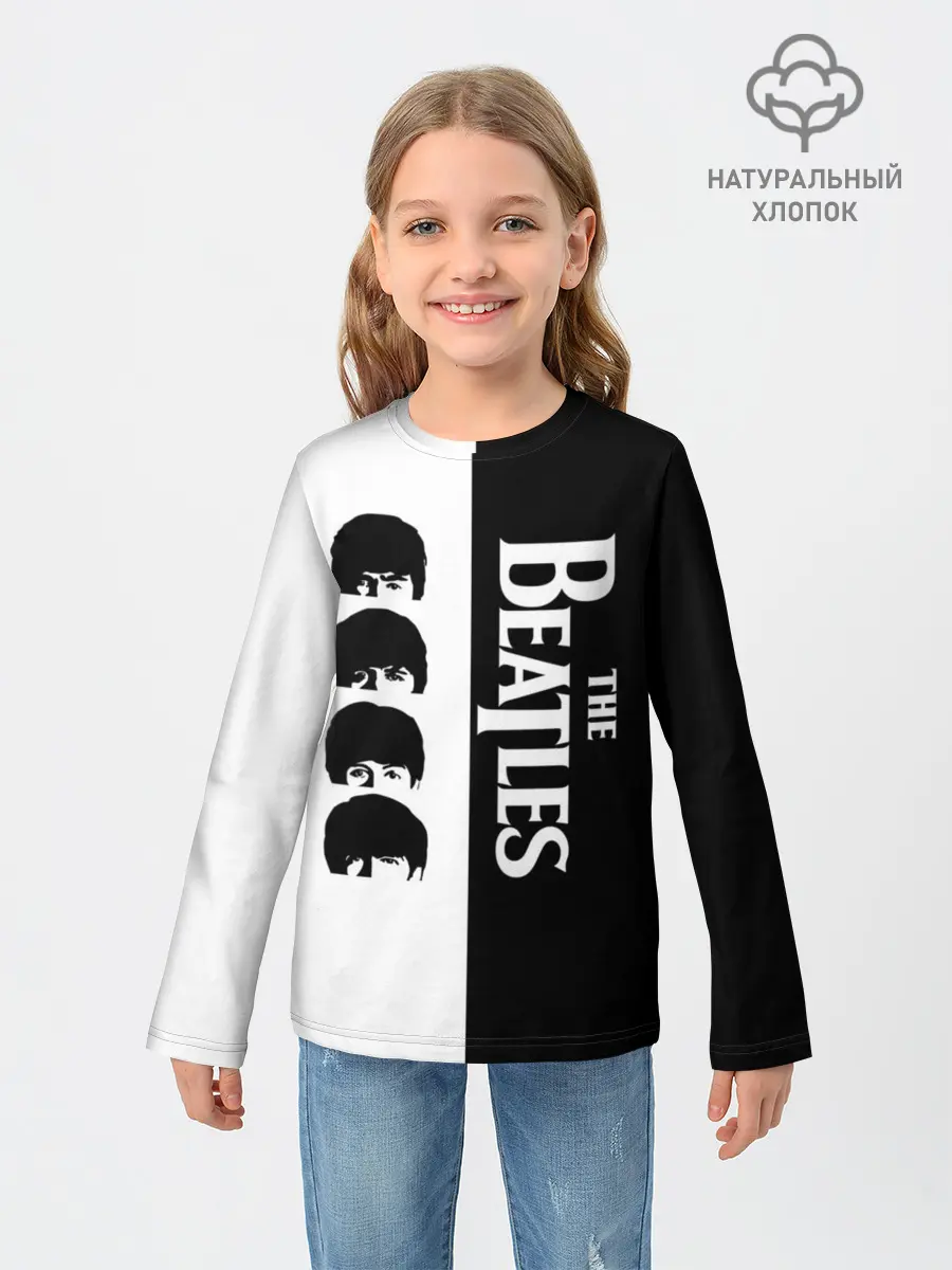 Детский лонгслив / The Beatles черно - белый партер