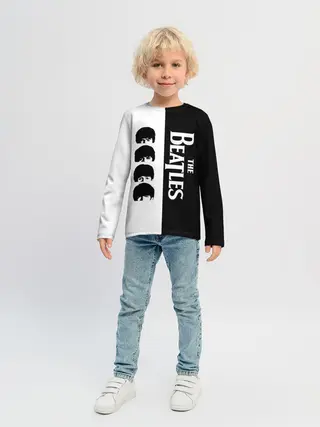 Детский лонгслив / The Beatles черно - белый партер