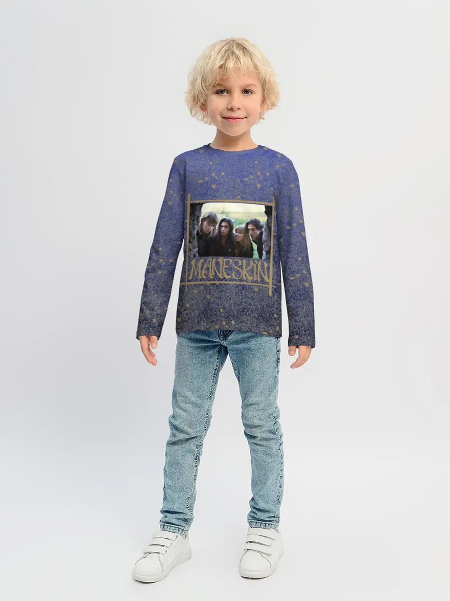 Детский лонгслив / Maneskin в серебре и золоте