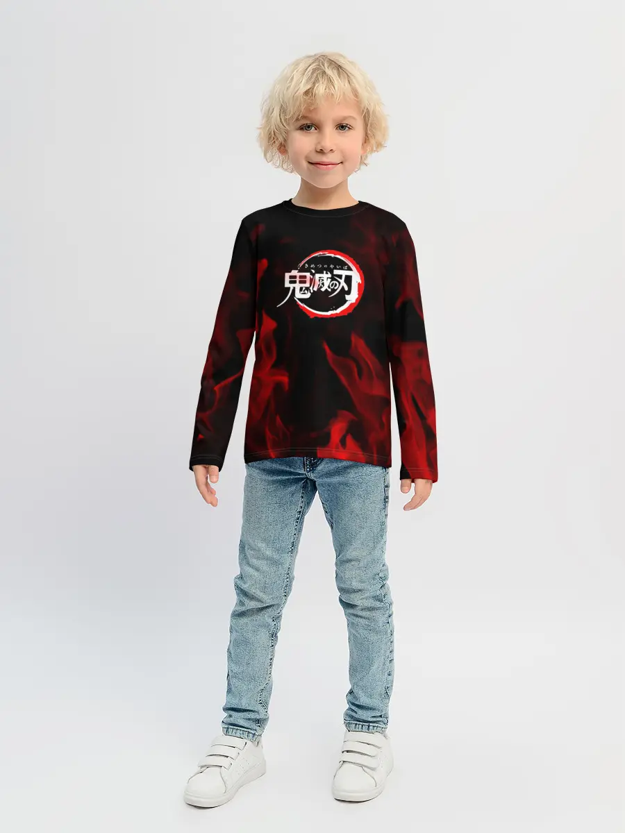 Детский лонгслив / Клинок рассекающий демонов пламя.