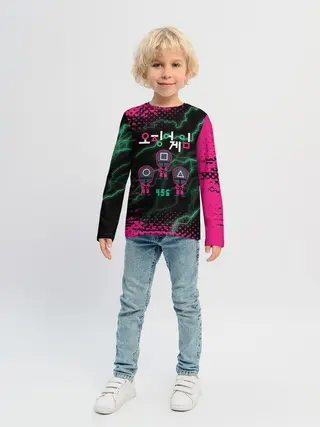 Детский лонгслив / Игра в кальмара разряд молнии.