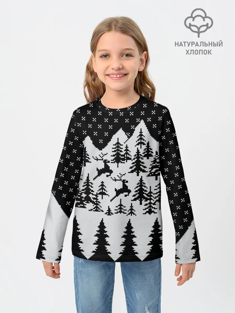 Детский лонгслив / Северные Олени в Горах