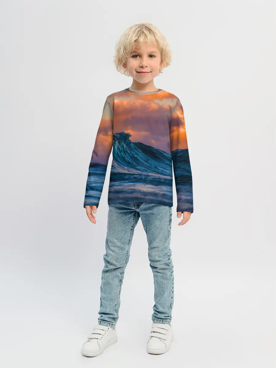 Детский лонгслив / Закат над волной