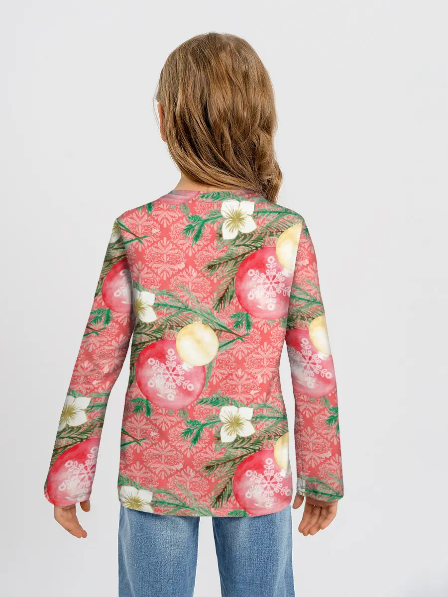 Детский лонгслив / Новогодние красные шары