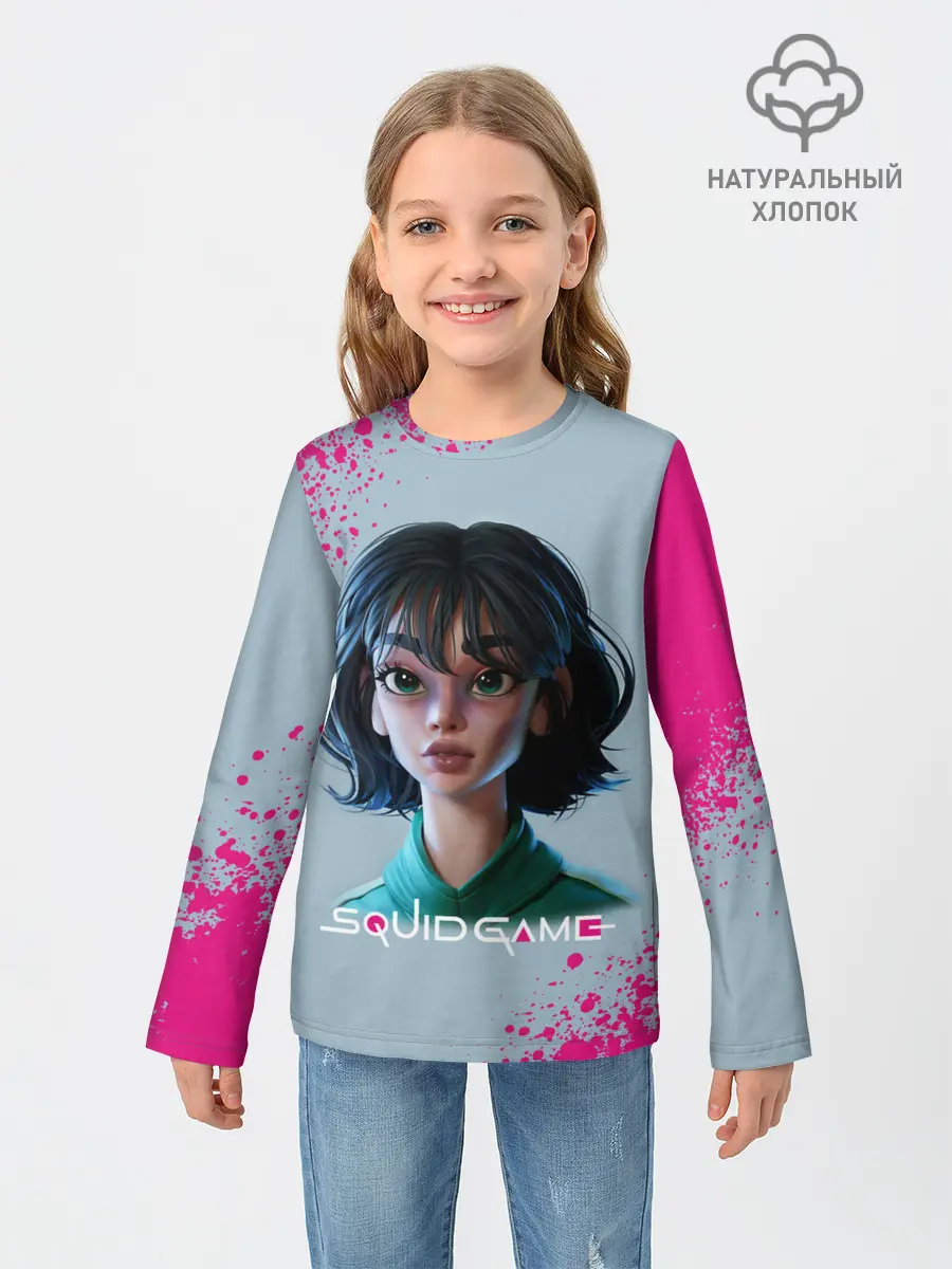 Детский лонгслив / 067 | Розовые брызги