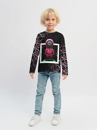 Детский лонгслив / ИГРА В КАЛЬМАРА | SQUID GAME СТРАЖ